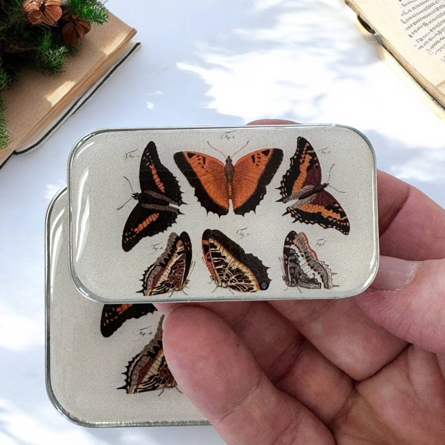 Orange Butterflies Notions Tin - homesewn