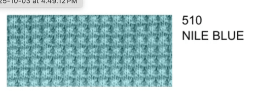 Organic Cotton WAFFLE 7.7oz - Nile Blue - Stretch Knit Fabric 57" wide - homesewn