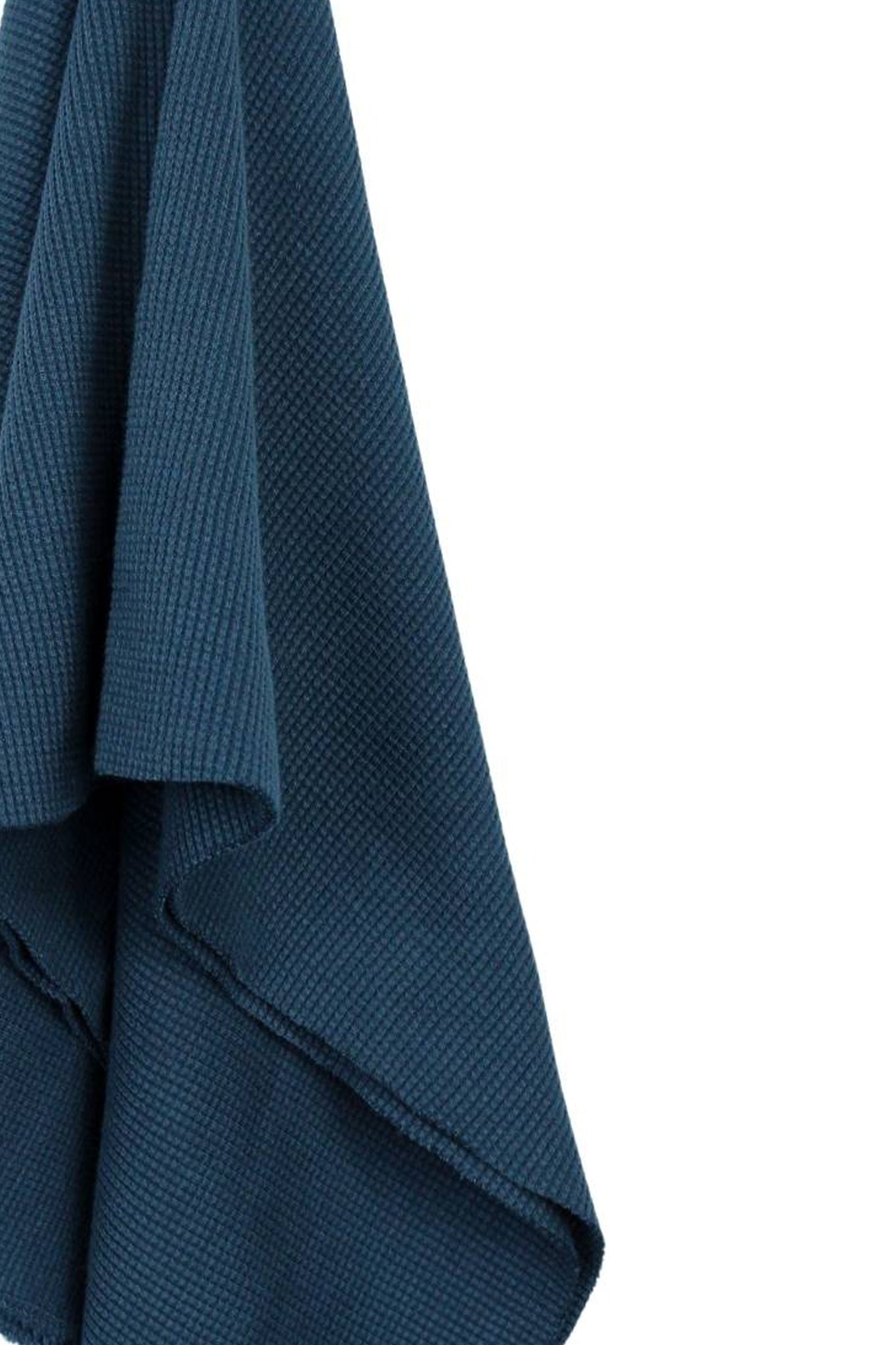 Organic Cotton WAFFLE 7.7oz - Nile Blue - Stretch Knit Fabric 57" wide - homesewn