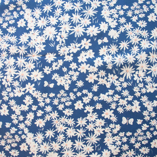 ORGANIC Homestead Daisy Bed Blue - QUILTING COTTON/POPLIN - homesewn