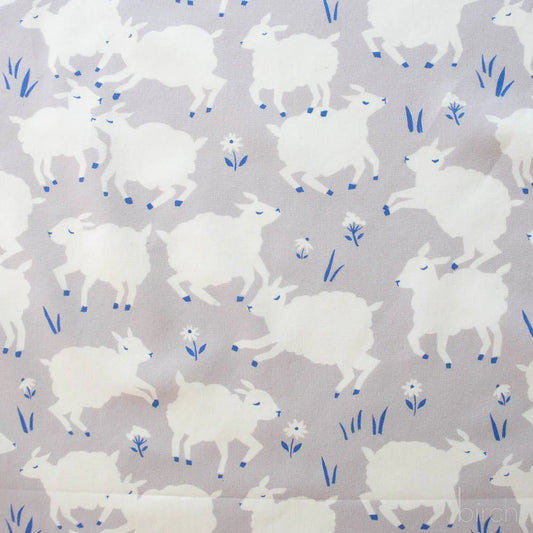 ORGANIC Homestead Little Lamb Fog - QUILTING COTTON/POPLIN - homesewn