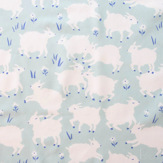 ORGANIC Homestead Little Lamb Mint - QUILTING COTTON/POPLIN - homesewn