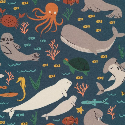 ORGANIC Ocean Life - Blue - Wild Things - homesewn