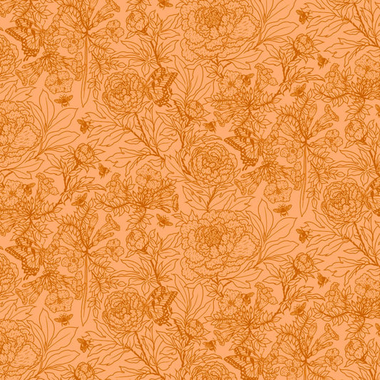 ORGANIC Peonies - Tonal Peach - homesewn