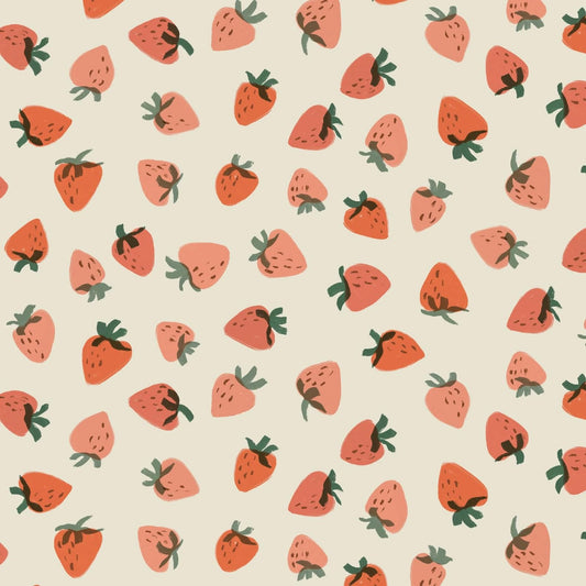 ORGANIC Strawberries - Woodland Creatures - QUILTING COTTON/POPLIN - homesewn