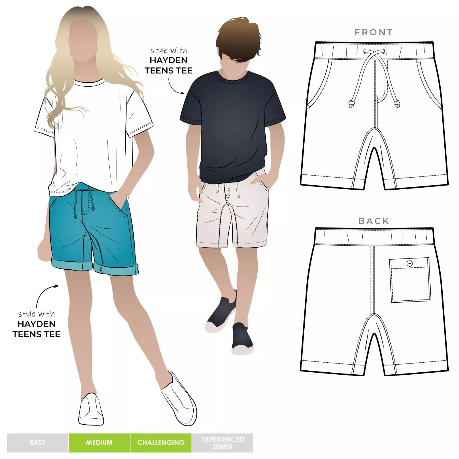Oscar Teen Short - Paper Sewing Pattern - Style Arc - homesewn
