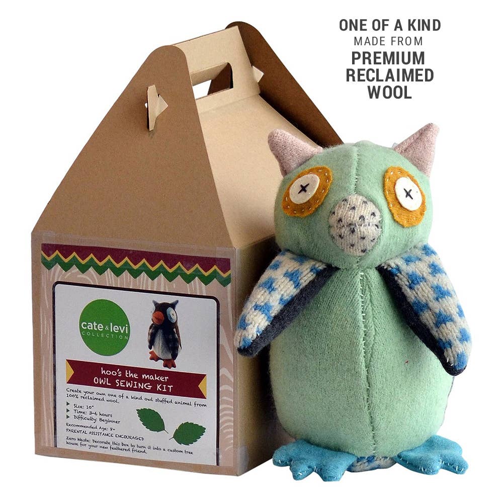 Owl Stuffed Animal DIY Sewing Kit | Reclaimed Wool - homesewn
