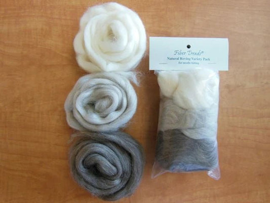 Packaged Wool Roving - Natural Variety Pack - homesewn