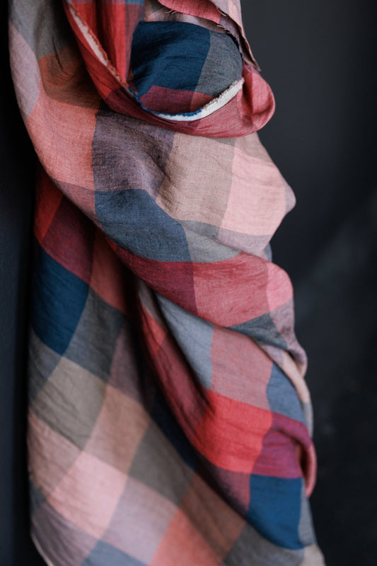 Painterly Rouge European Laundered Linen - 58" Wide - homesewn