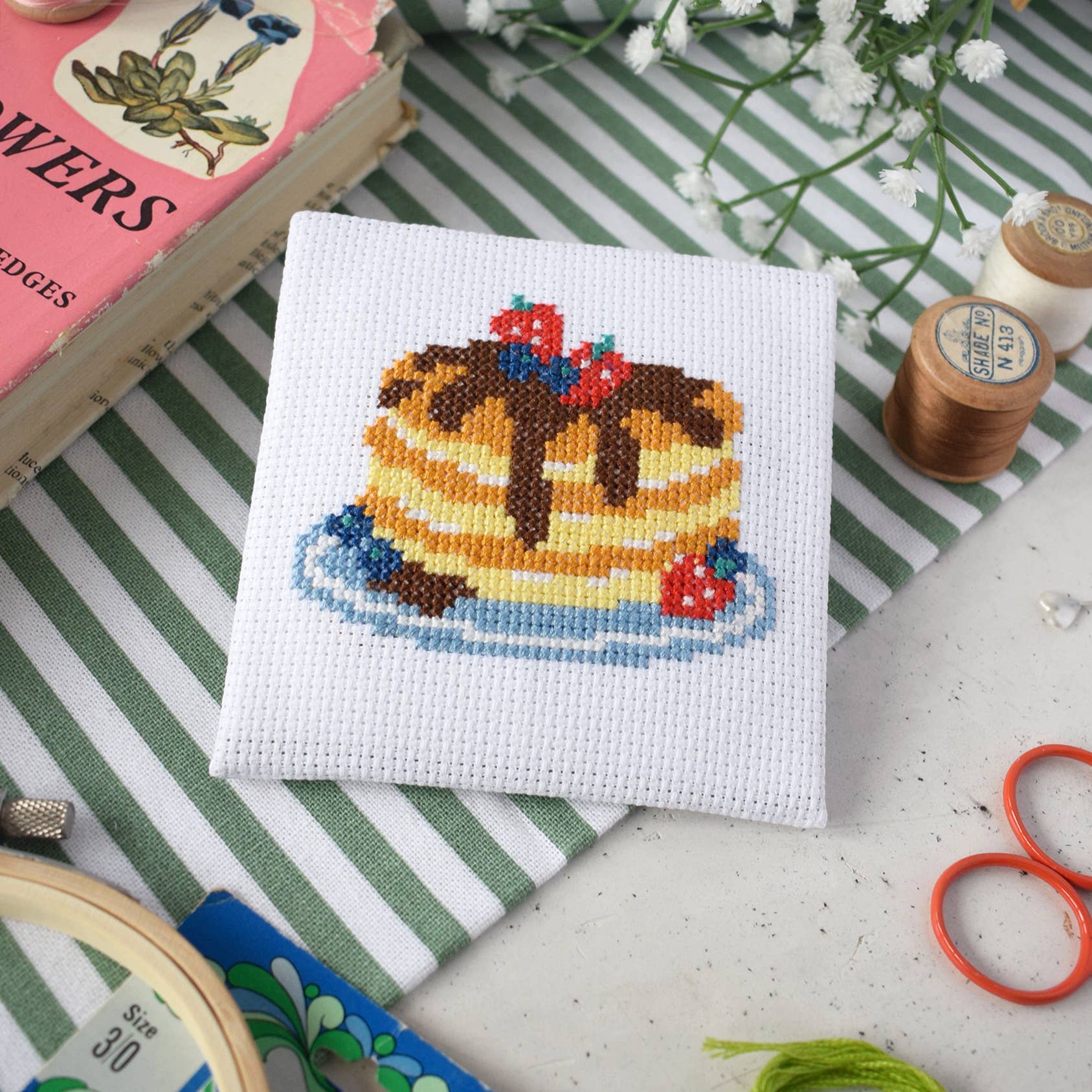 Pancakes Mini Cross Stitch Kit - homesewn