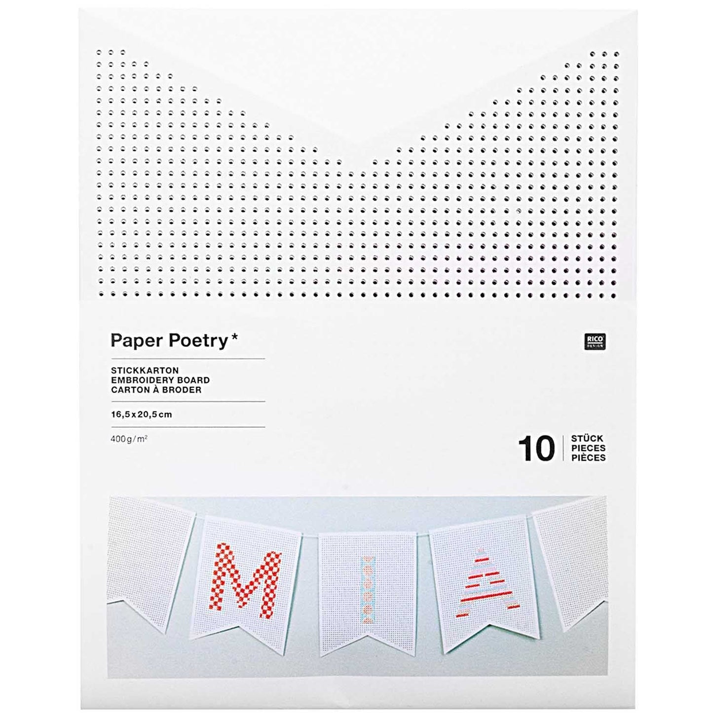 Paper Poetry Embroidery Cardboard Garland Flags 10 Pieces - homesewn