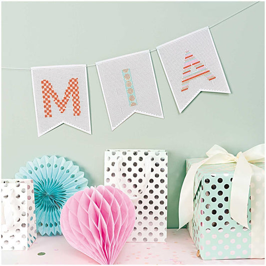 Paper Poetry Embroidery Cardboard Garland Flags 10 Pieces - homesewn