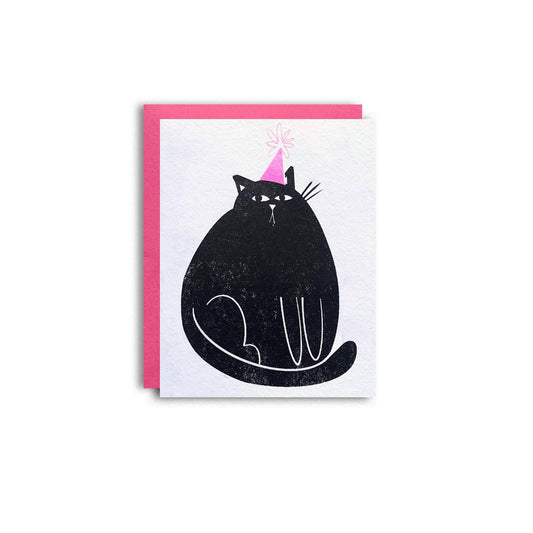 Party Cat Birthday Risograph Greeting Card - homesewn