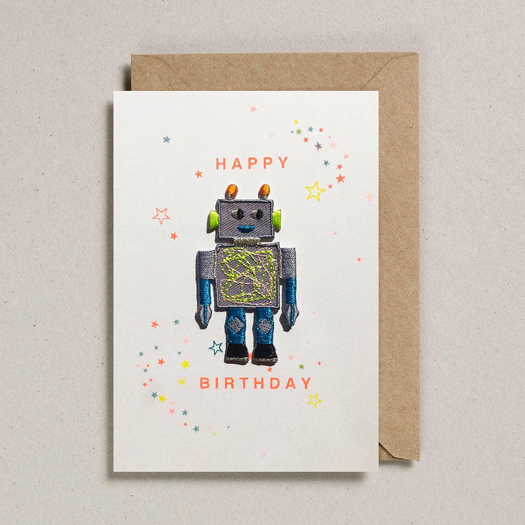 Patch Cards - Robot Happy Birthday - homesewn