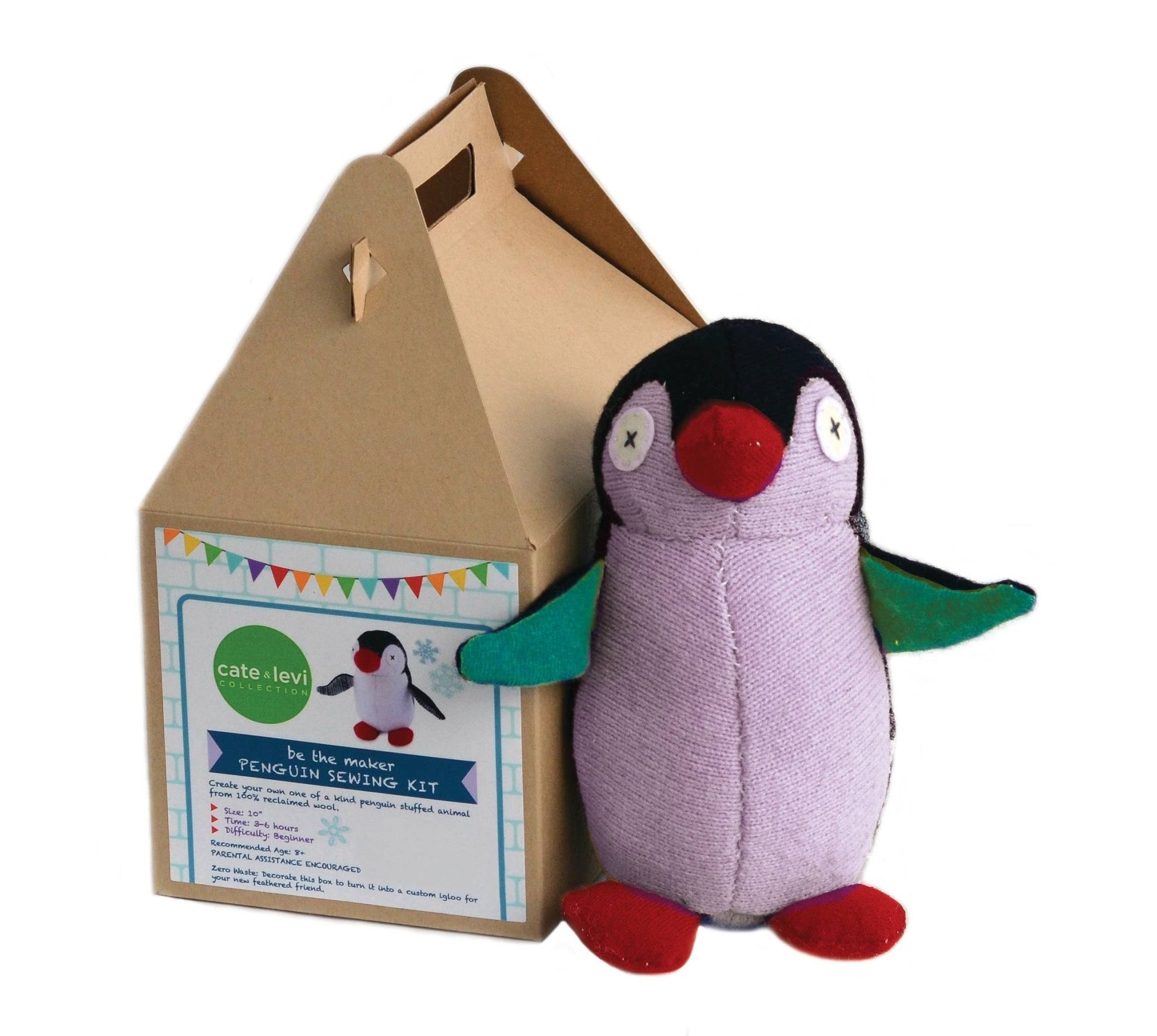 Penguin Stuffed Animal DIY Sewing Kit | Reclaimed Wool - homesewn