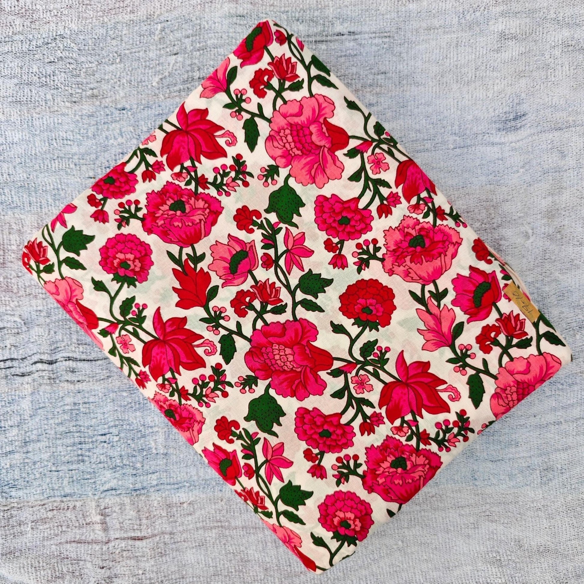 Pink Floral Hand Block Print Lightweight Cotton - homesewn