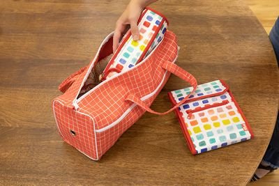 Plaid Long Project Bag with Handles - homesewn