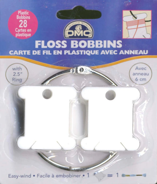 Plastic Floss Bobbins with Metal Ring - homesewn