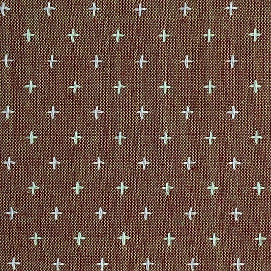 Pluses + Crosses - Navajo Red - Yarn Dyed Woven Fabric - homesewn