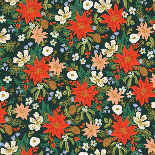 Pointsettia Bouquet - Evergreen Metallic - Rifle Paper Co. Holiday Classics - homesewn