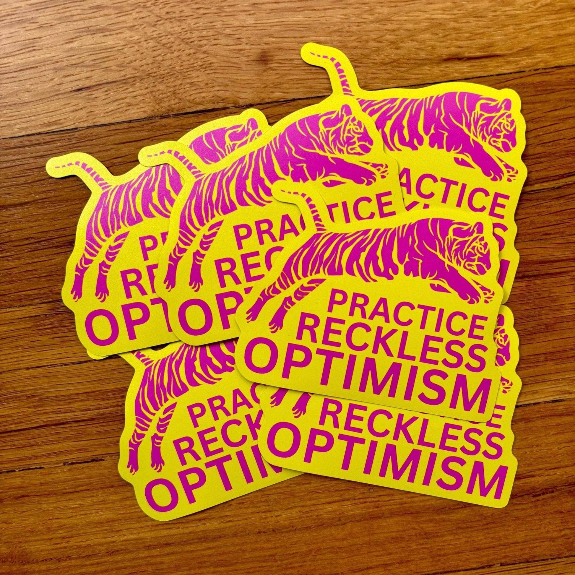 Practice Reckless Optimism Tiger Waterproof Sticker - homesewn