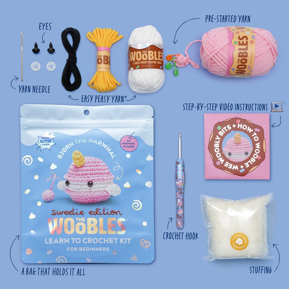 PREORDER ARRIVING 2/22: Bjorn the Narwhal Sweetie Edition Crochet Kit - homesewn