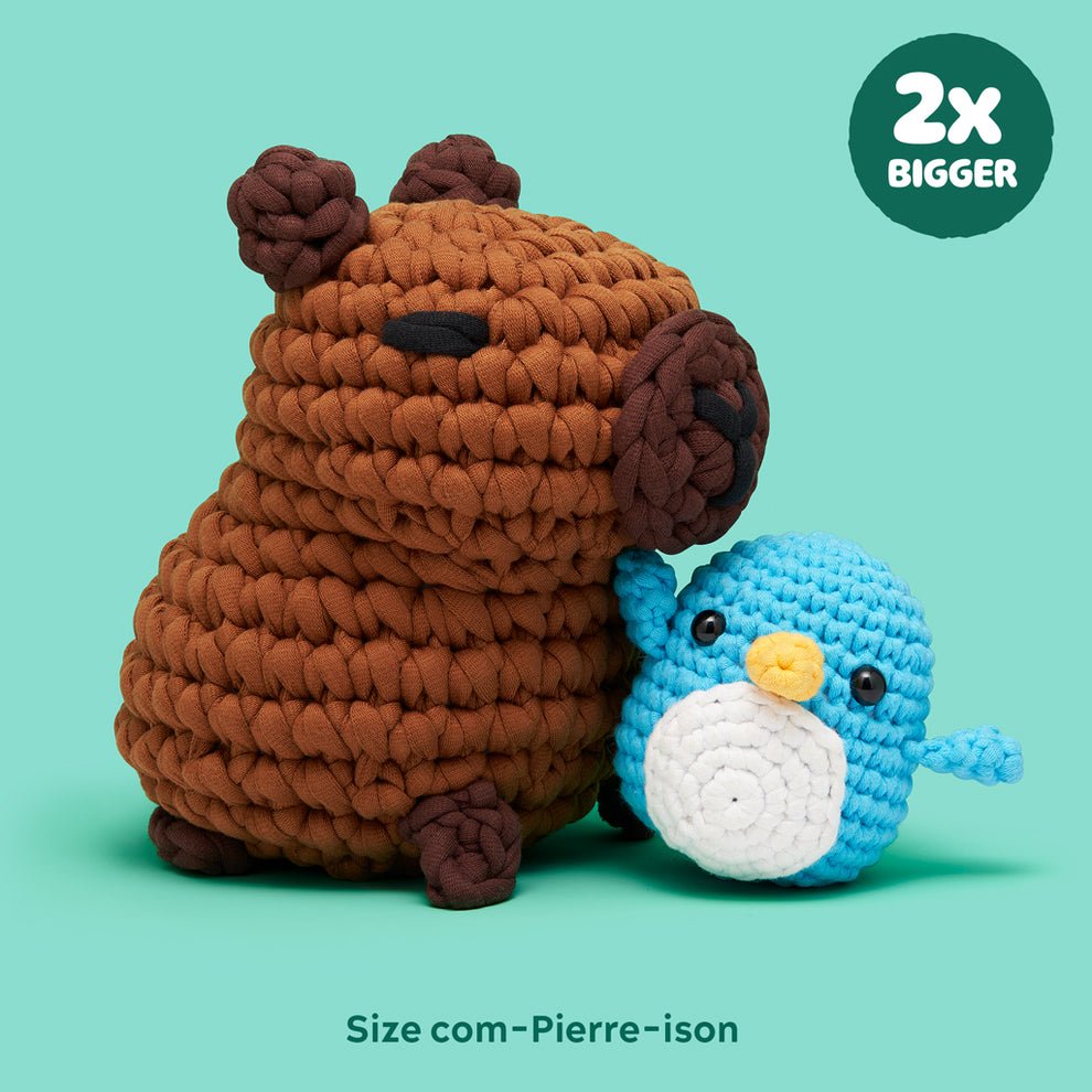 PREORDER ARRIVING 2/22: Hugh the Capybara Extra Squeezy Crochet Kit - homesewn