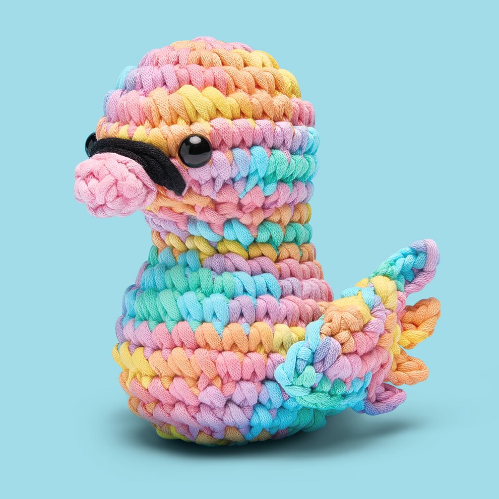 PREORDER ARRIVING 2/22: Rainbow Tito the Swan Pastel Crochet Kit - homesewn