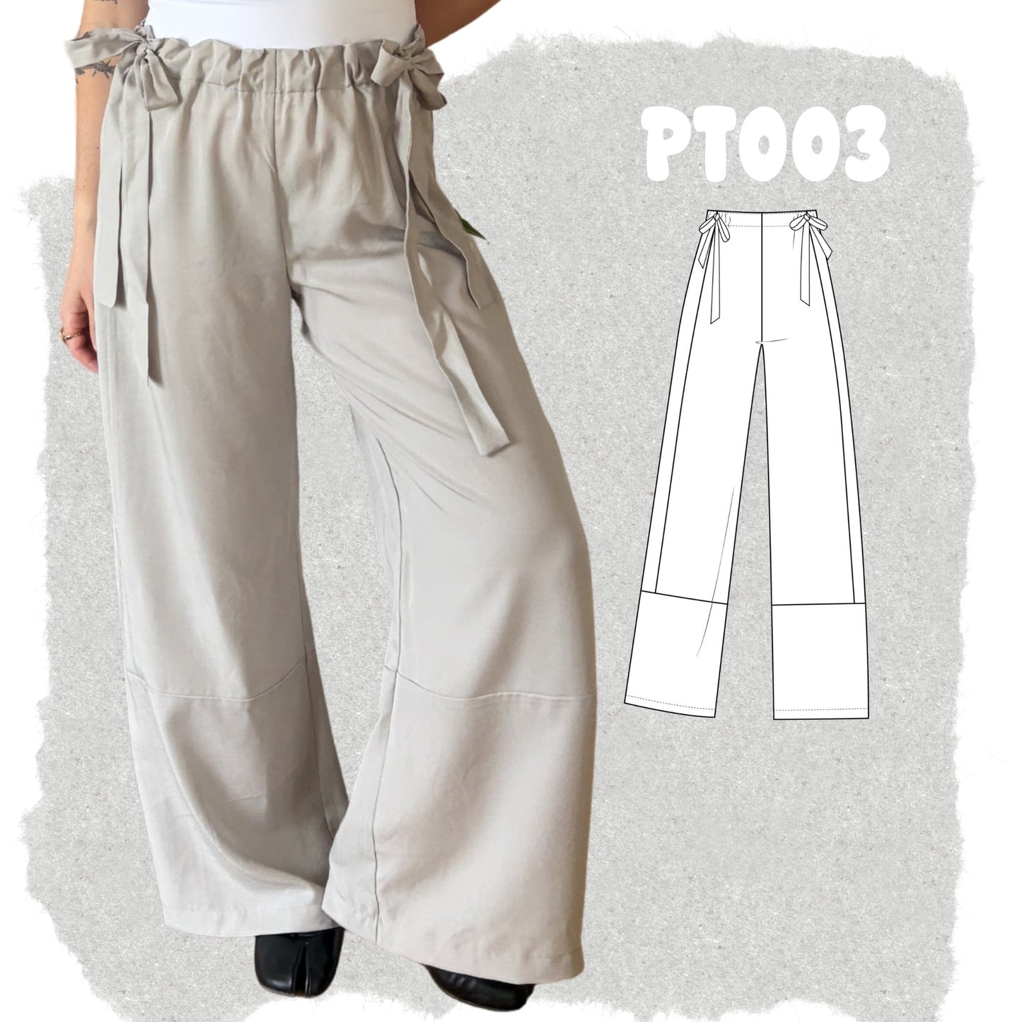PT003 - 3 in 1 pants beginner friendly with knotted waist - PDF PATTERN - homesewn