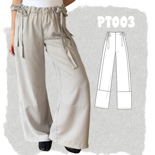 PT003 - 3 in 1 pants beginner friendly with knotted waist - PDF PATTERN - homesewn