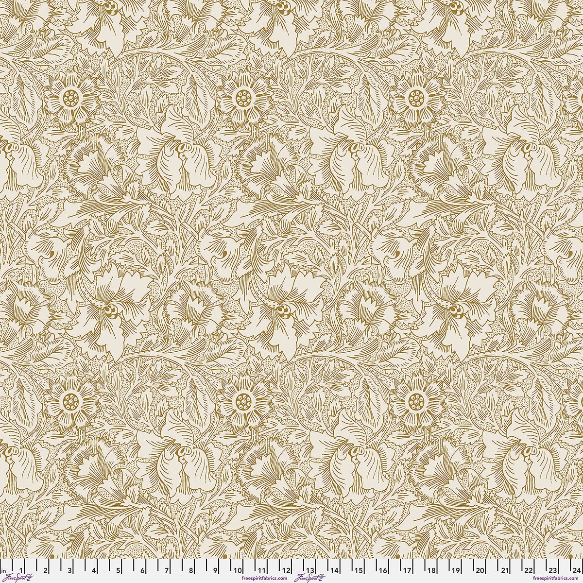 Pure Poppy - Pearwood - William Morris Lodden QUILTING COTTON/POPLIN - homesewn