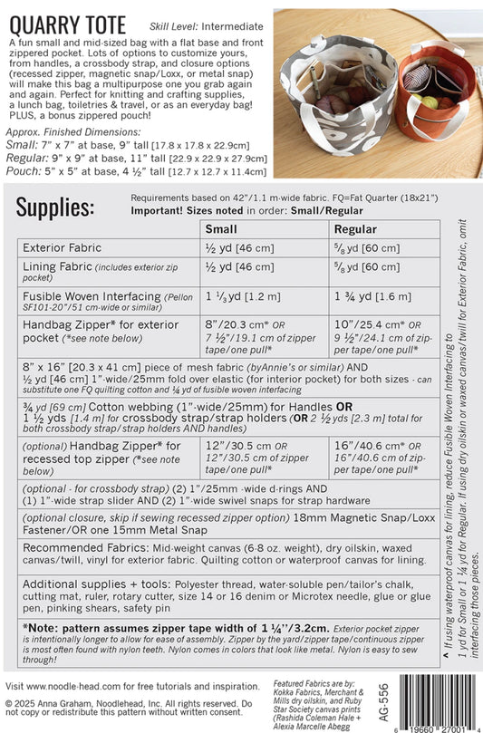 Quarry Tote - Noodlehead Printed Pattern - homesewn