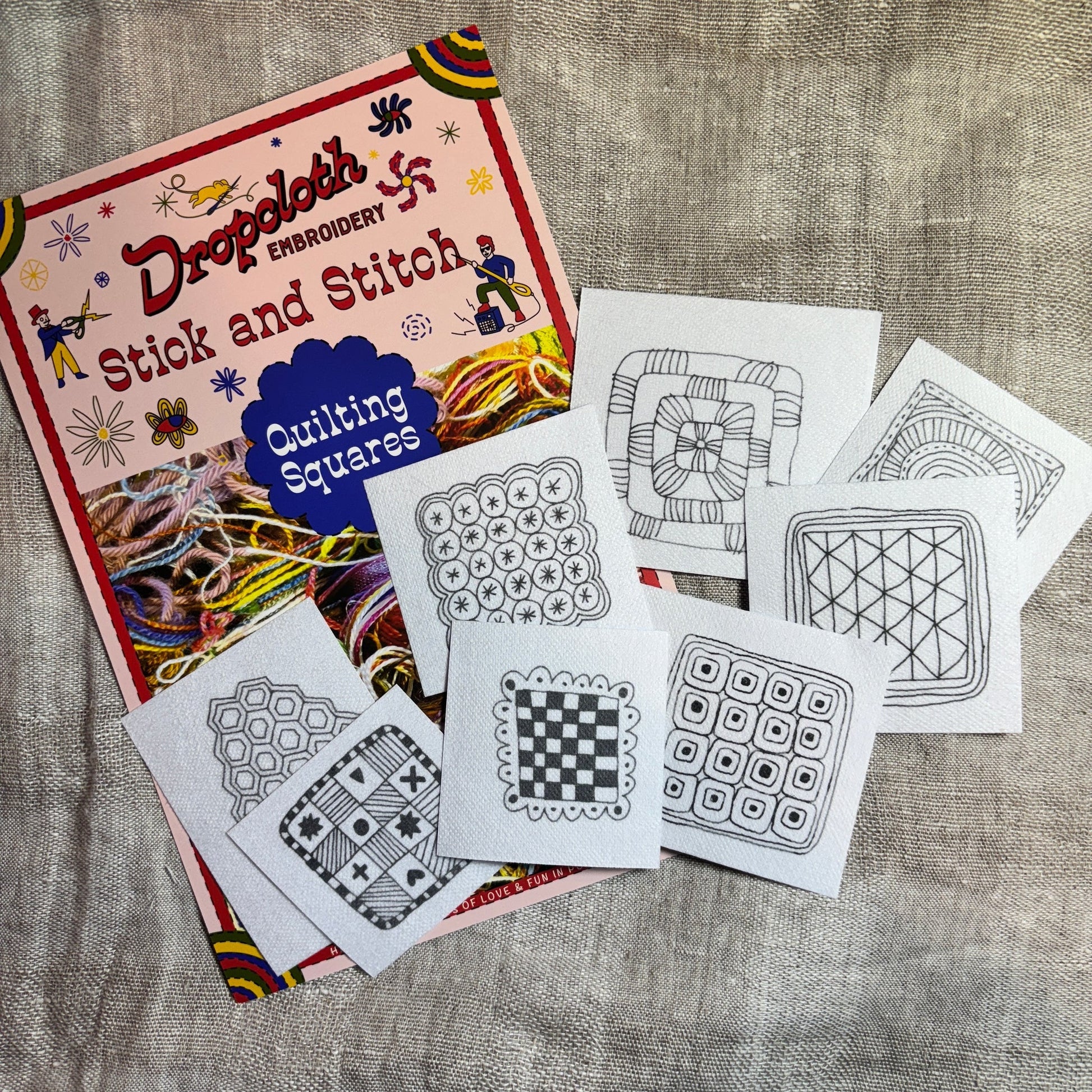 Quilt Squares Stick and Stitch Embroidery Design Set - homesewn