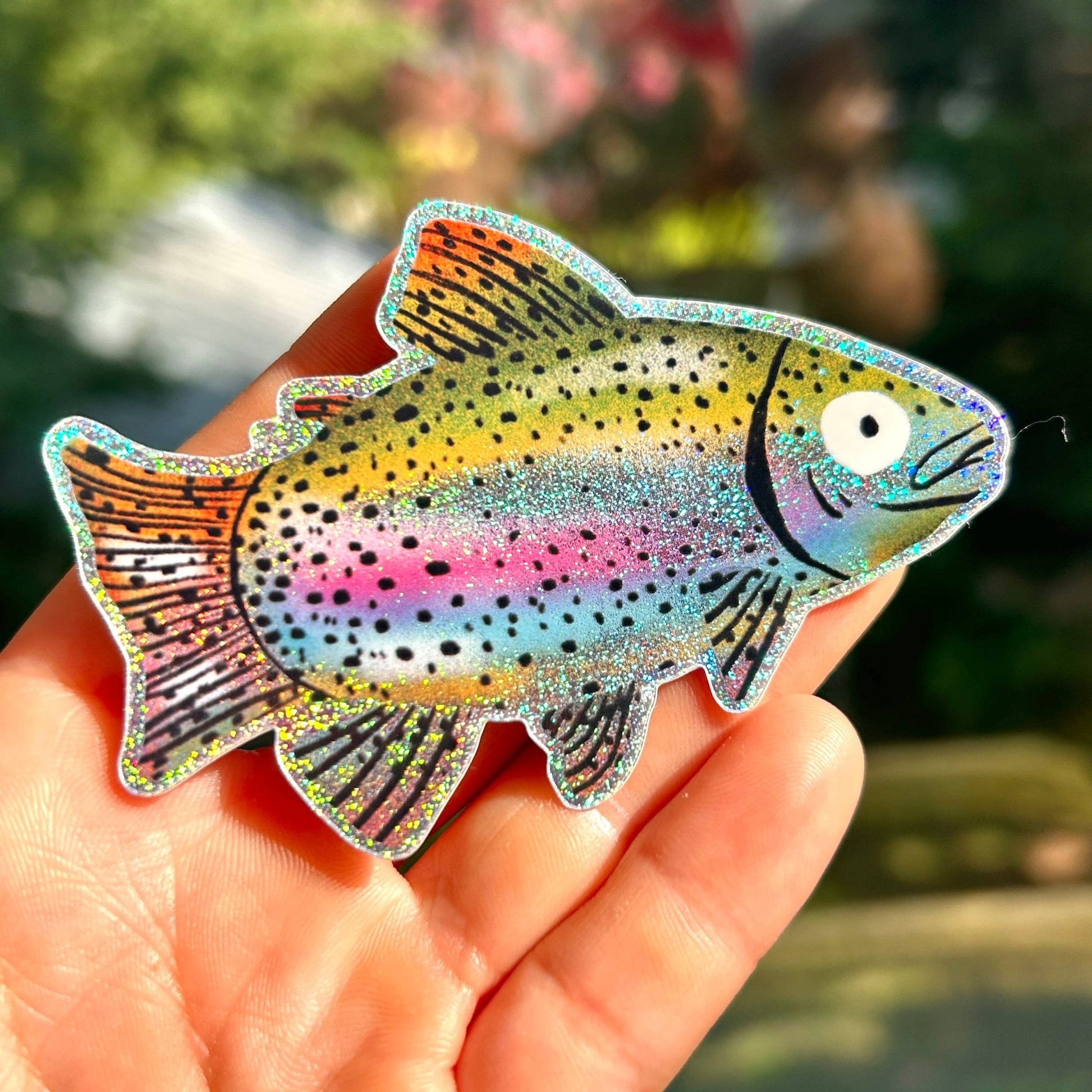 Rainbow Trout Sparkle Sticker - homesewn