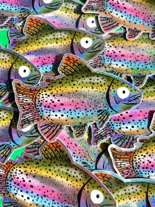 Rainbow Trout Sparkle Sticker - homesewn