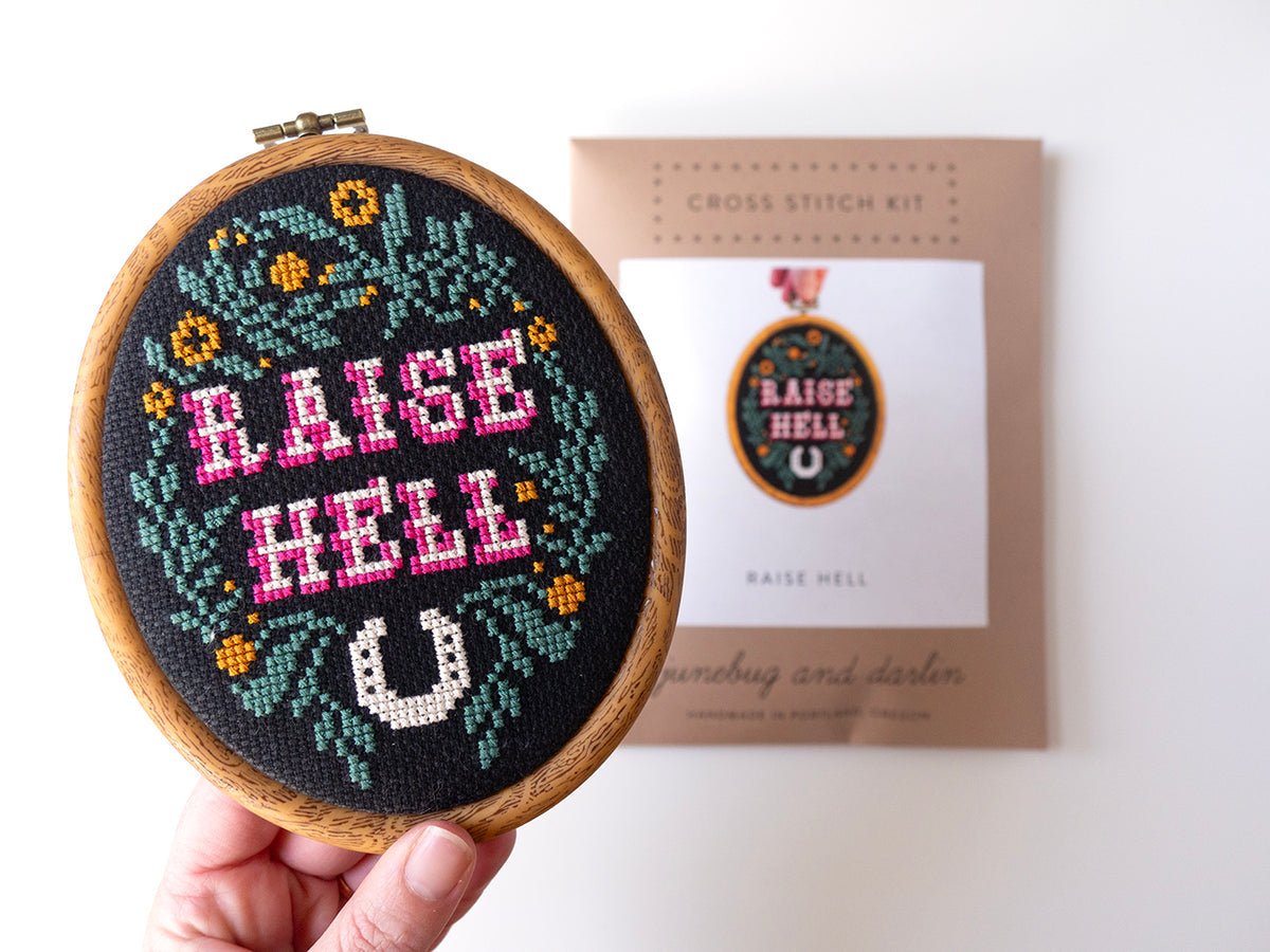 Raise Hell Cross Stitch Kit - homesewn