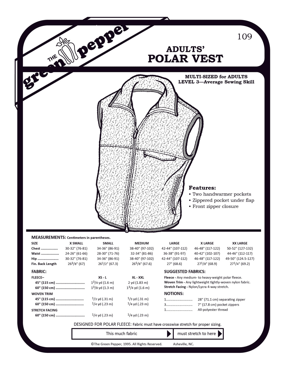 cover of sewing pattern for polar vest