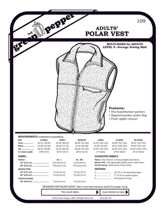 cover of sewing pattern for polar vest