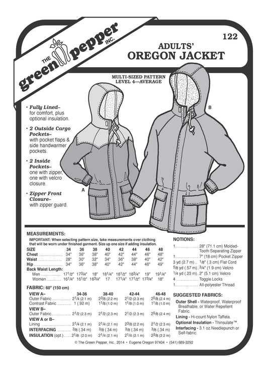 image of cover for oregon jacket sewing pattern