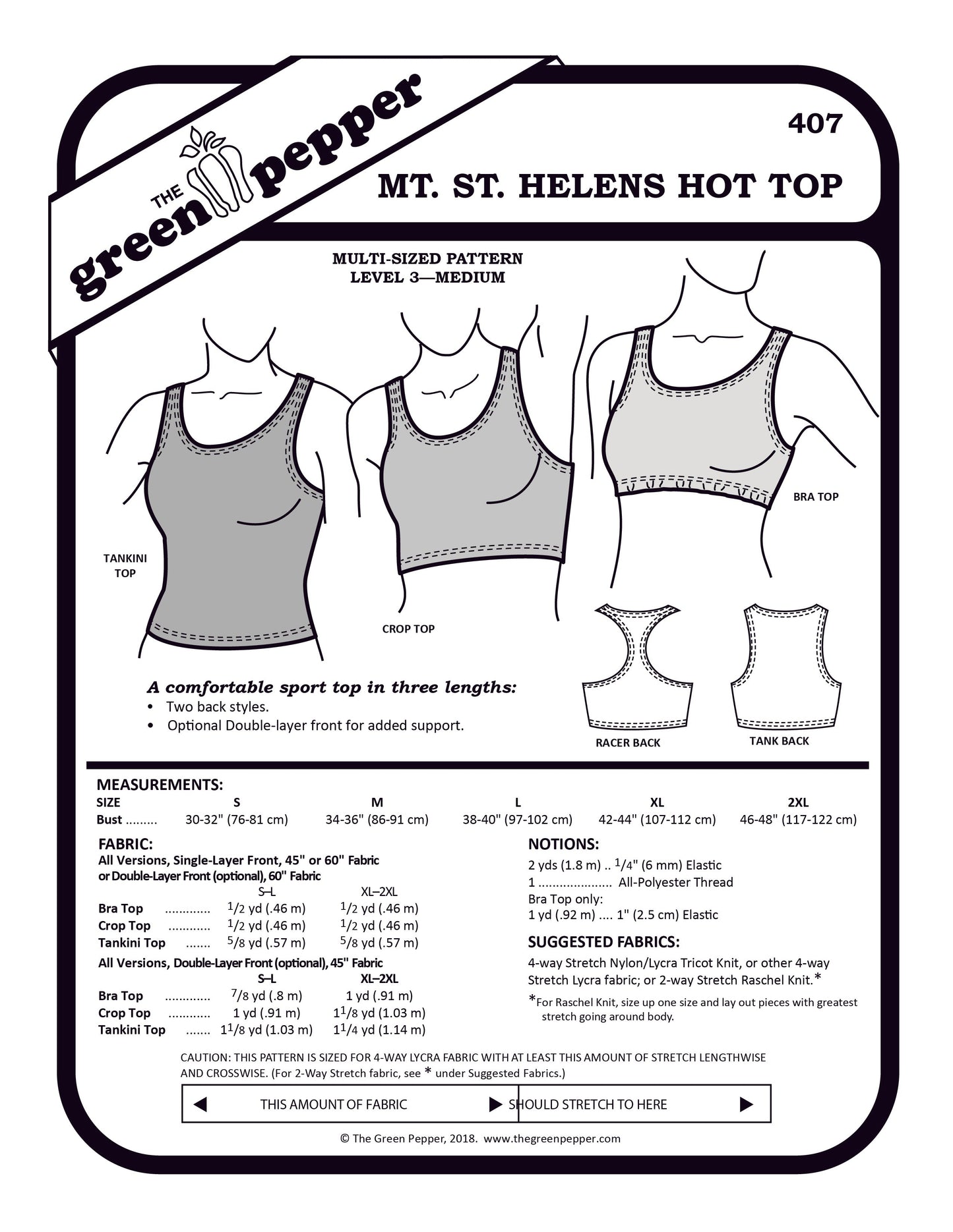 Cover for sewing pattern 407 Mt. St. Helens Hot Top