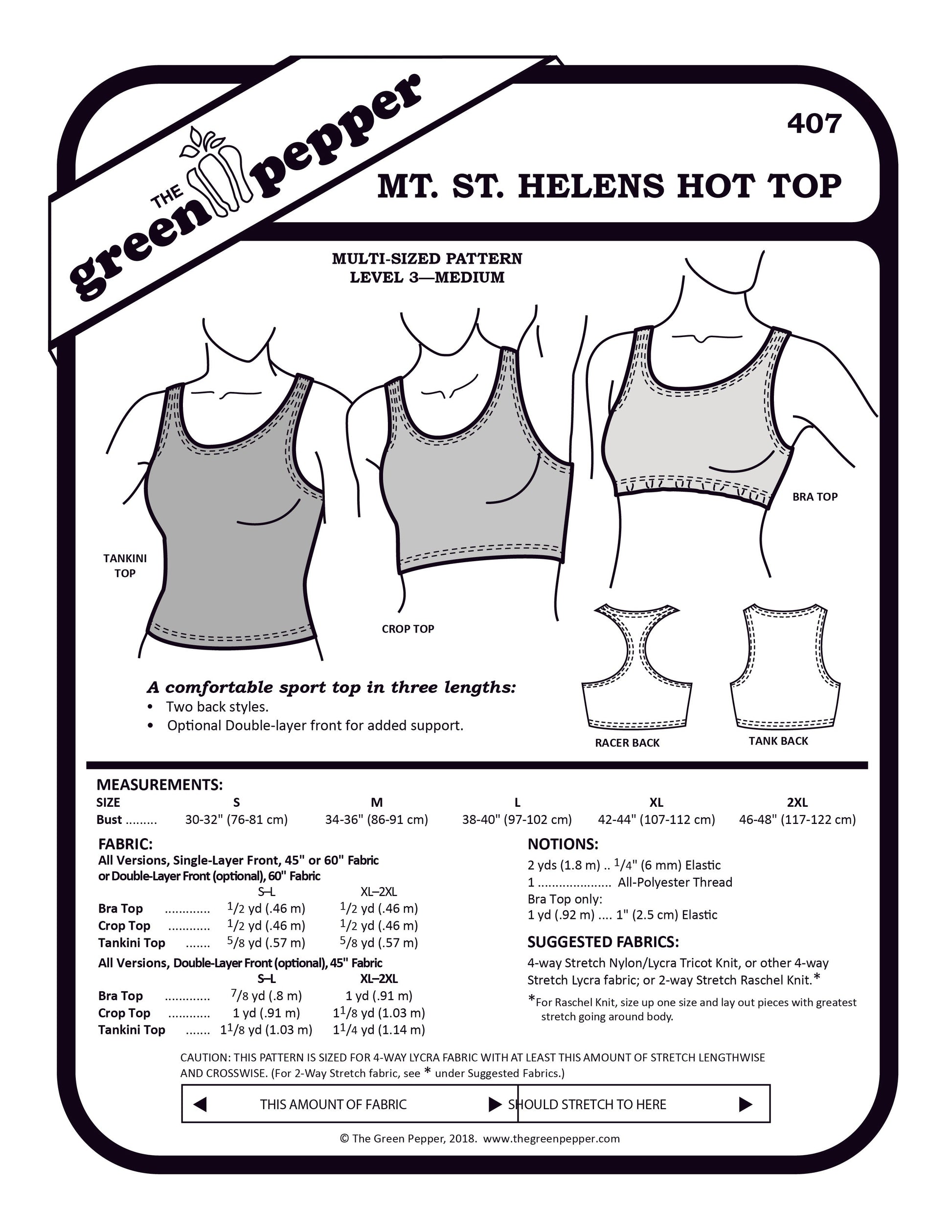 Cover for sewing pattern 407 Mt. St. Helens Hot Top