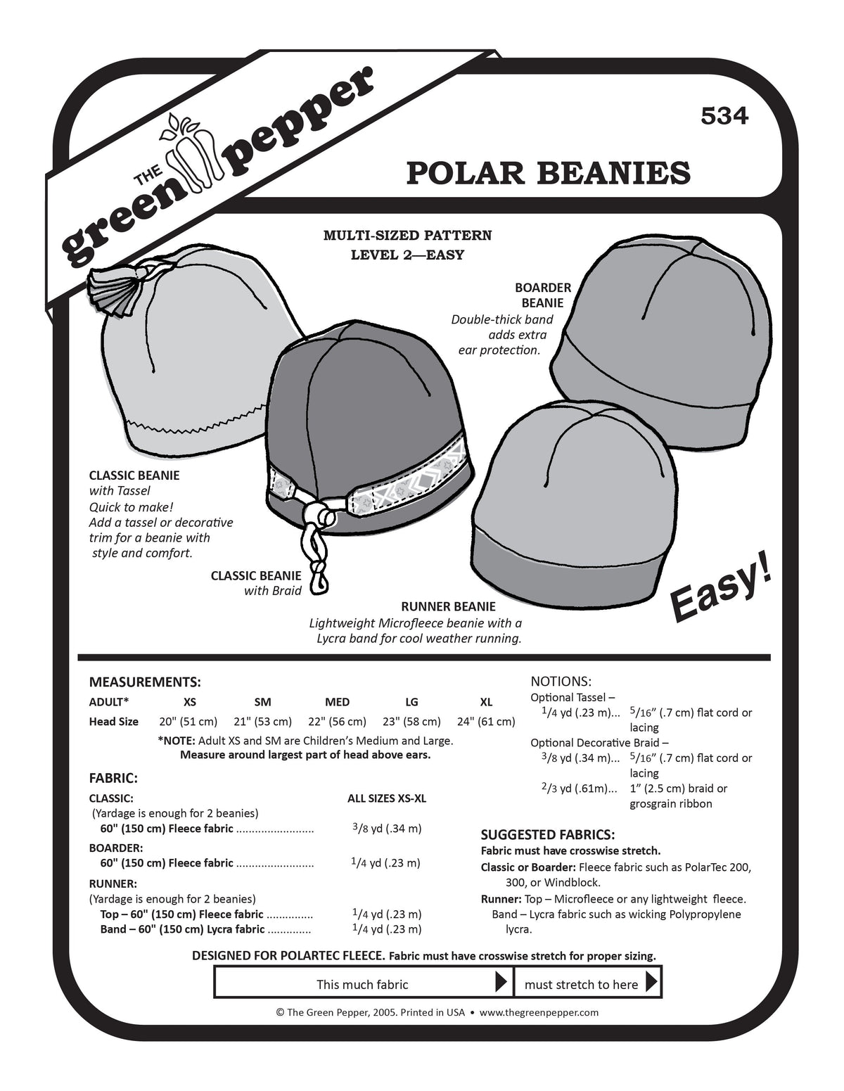 image of cover of 4 Polar Beanies sewing pattern