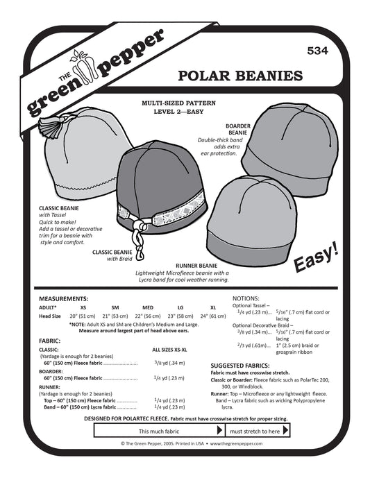 image of cover of 4 Polar Beanies sewing pattern