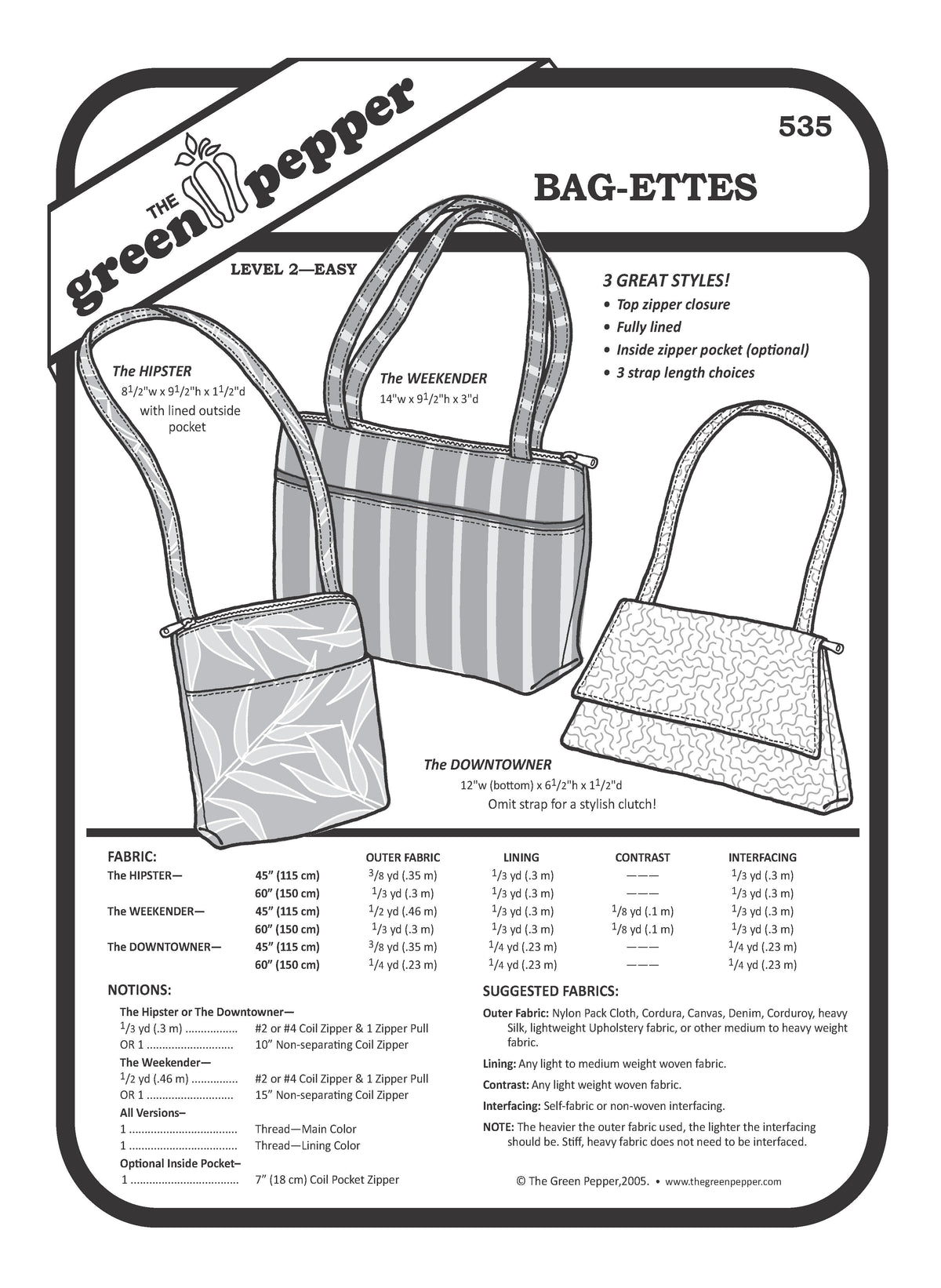 cover of the 535 Bag-ettes sewing pattern