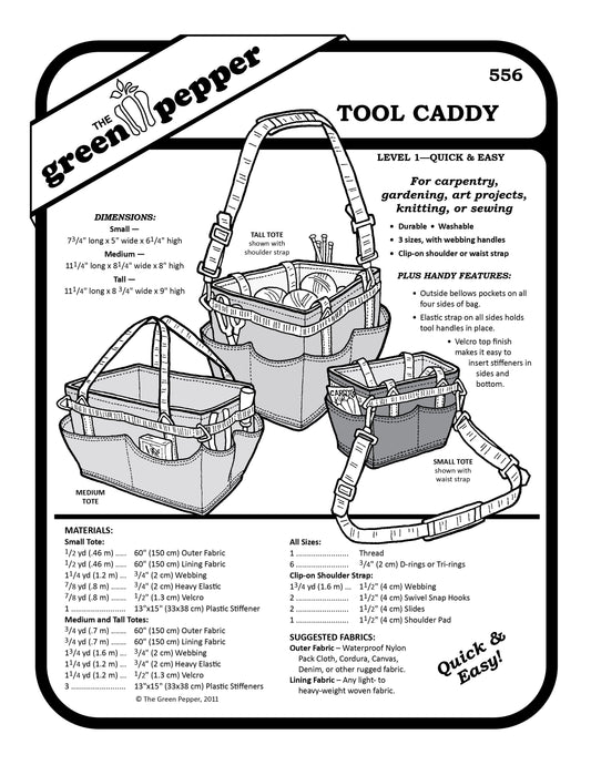 image of sewing pattern cover for 556 Tool Caddy pattern.