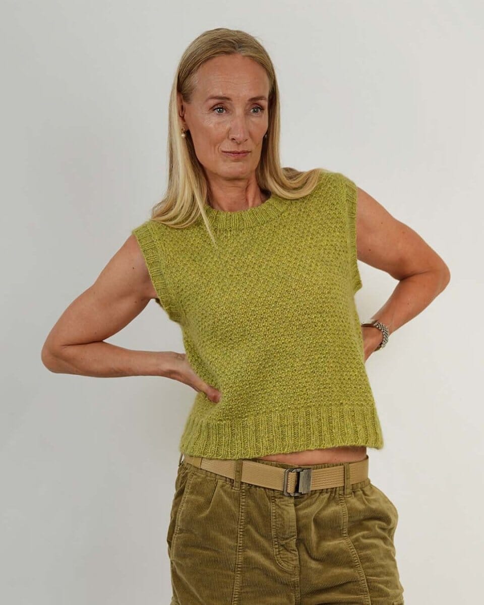 Dahlia slipover vest by Önling, No 20 + Silk mohair knitting kit