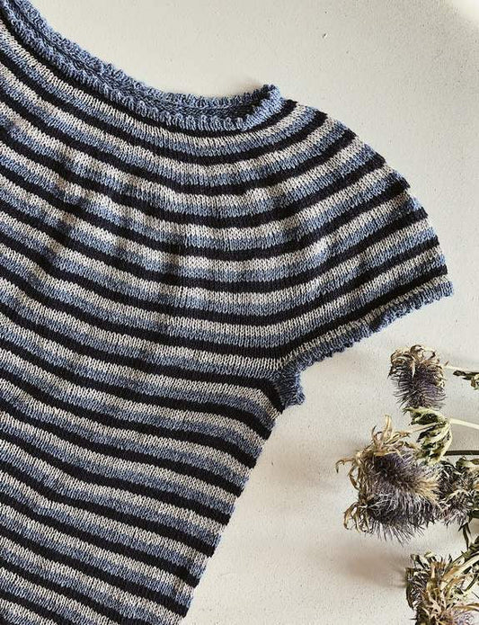 Striped summer top, summer knit in wool and cotton - Önling Nordic knitting patterns and yarn