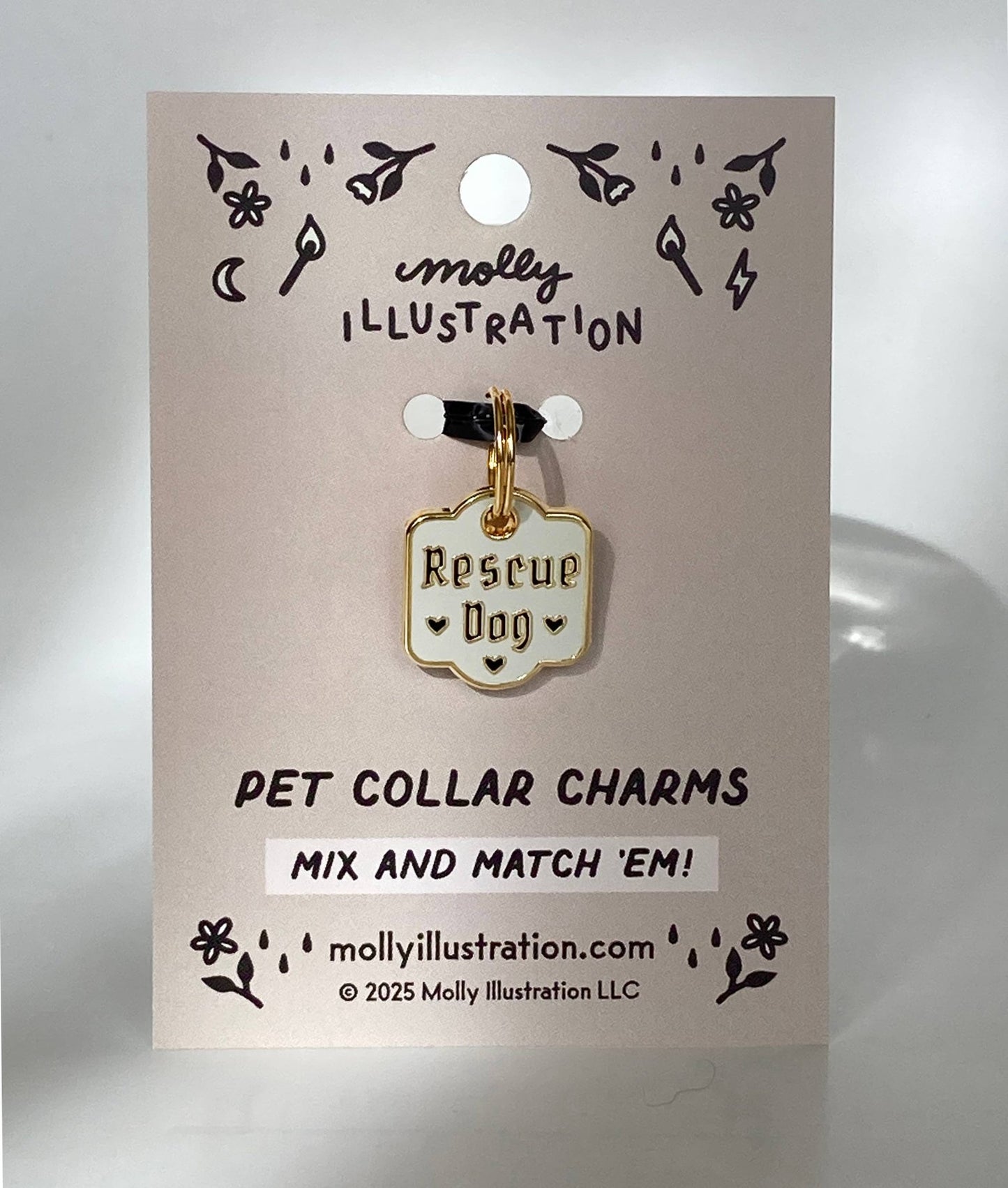 Rescue Dog Pet Collar Charm - homesewn