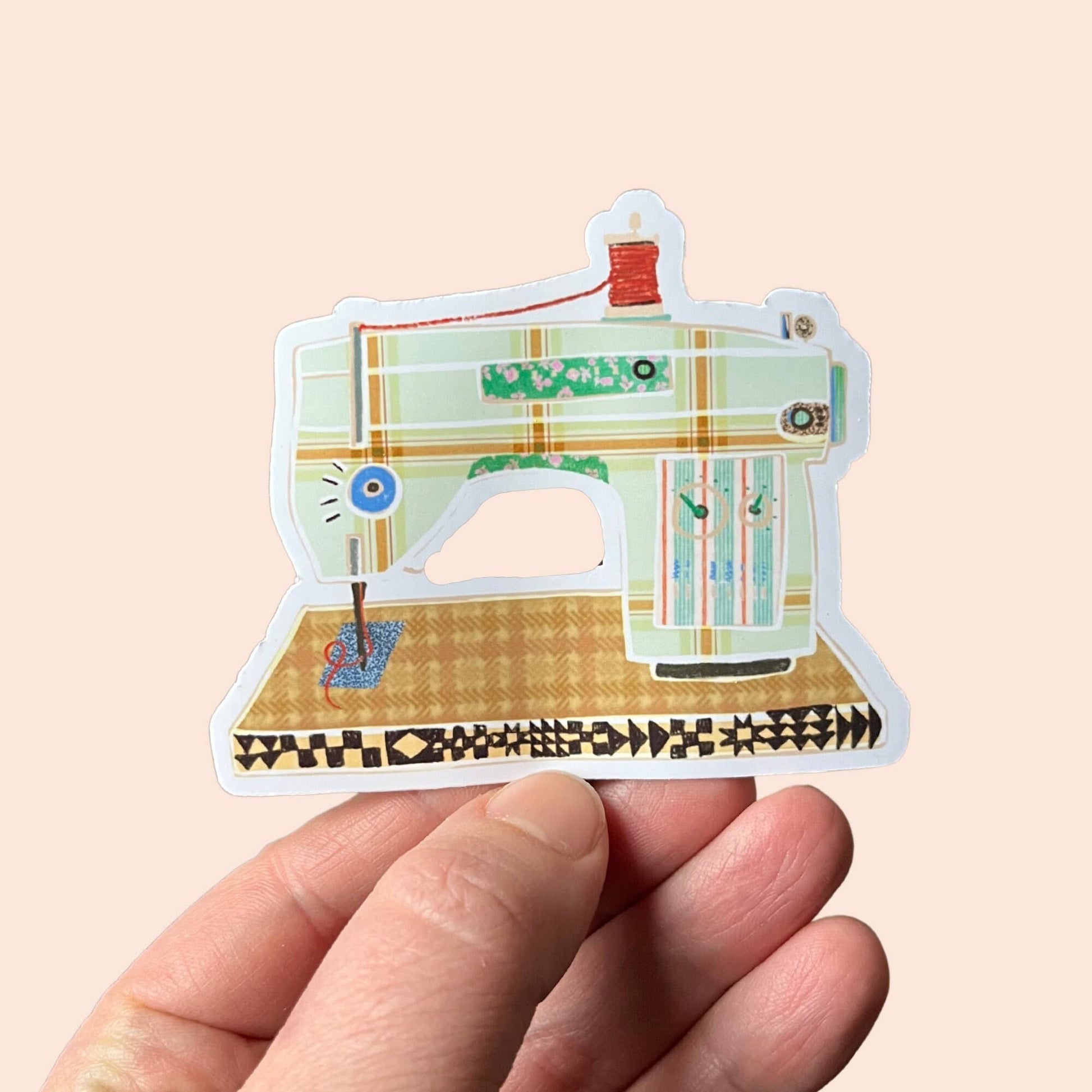 Retro Sewing Machine Vinyl Stickers, Quilt Sewing Sticker - homesewn