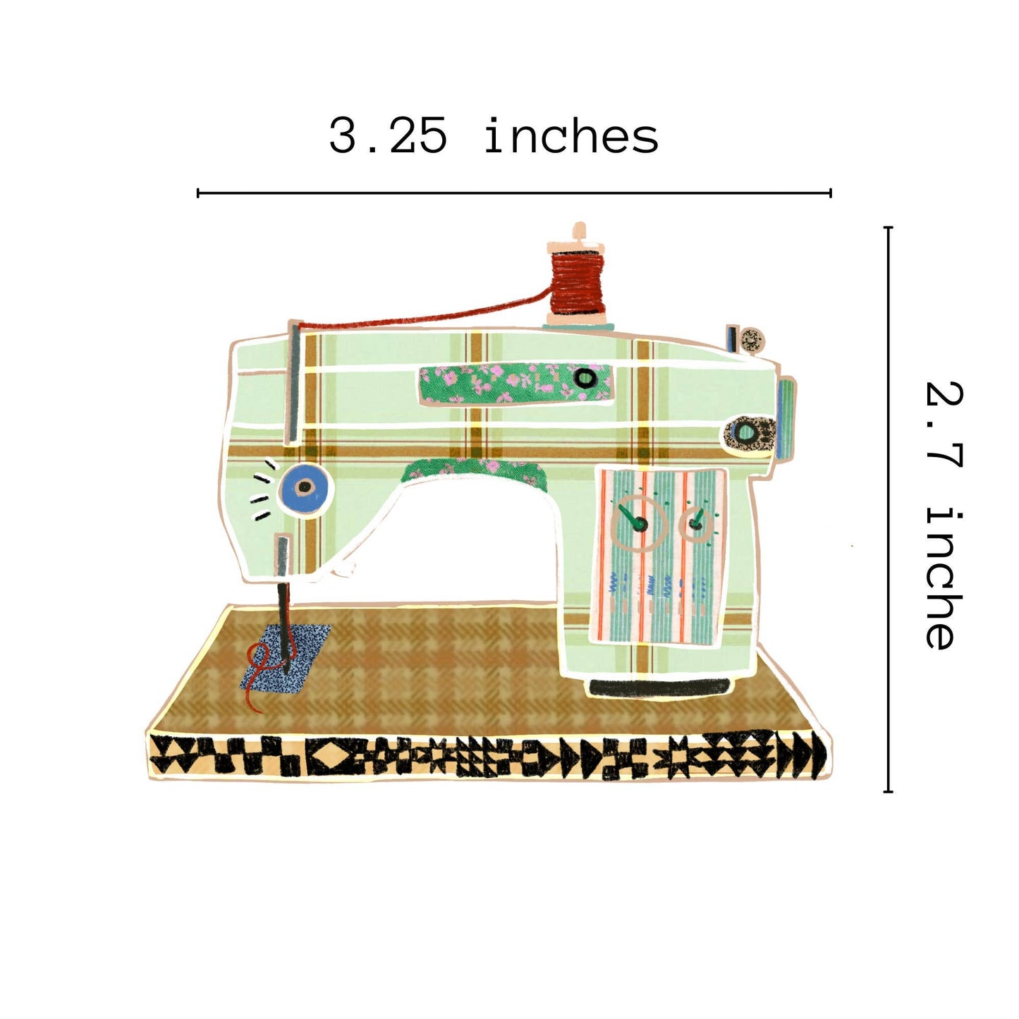 Retro Sewing Machine Vinyl Stickers, Quilt Sewing Sticker - homesewn